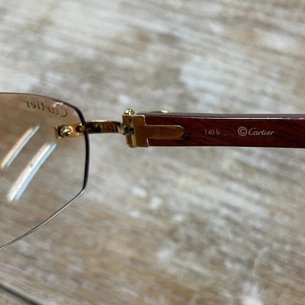 Vintage Cartier Wood Rimless Sunglasses - Picture 13 of 15